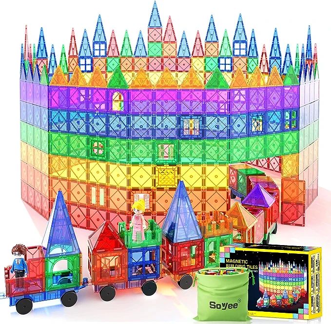 Amazon.com: Magnetic Tiles with Cars, Kids Gifts & Toys for 3 Year Old Boys, Educational Toys for... | Amazon (US)