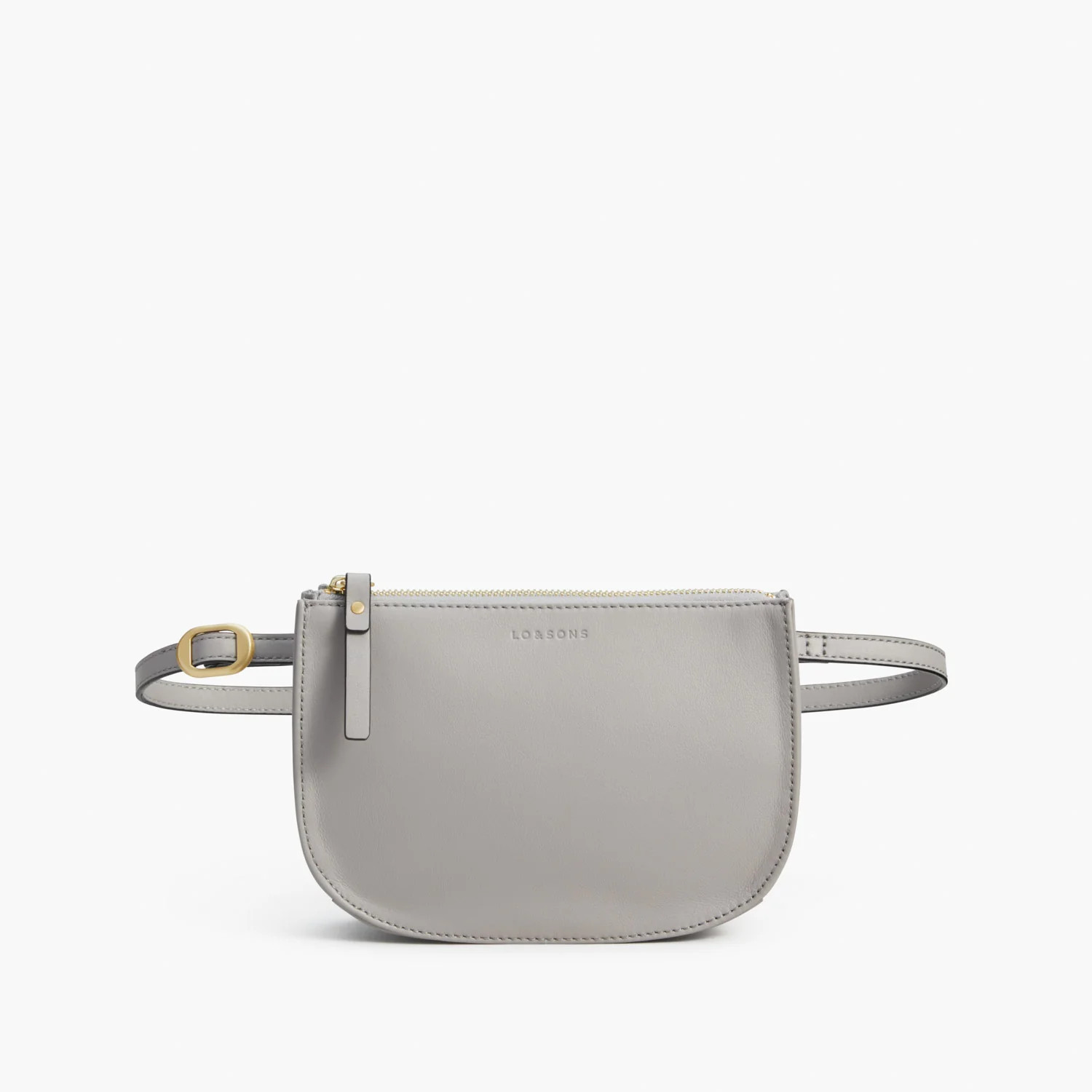 Lo & Sons Waverley 2 Belt Bag - Nappa Leather - LightGrey/Gold/Grey | Lo & Sons