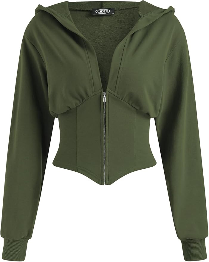 CIDER Women's Solid Hooded Corset Hoodie | Amazon (US)