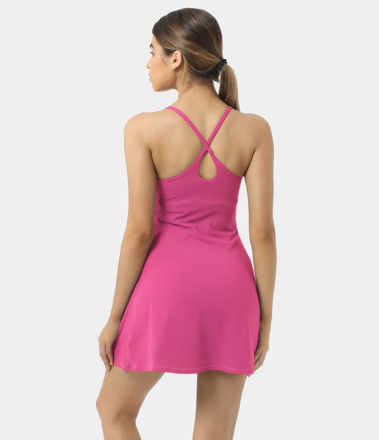 Everyday Softlyzero™ Plush Backless 2-in-1 Flare Workout Dress-Wannabe | HALARA