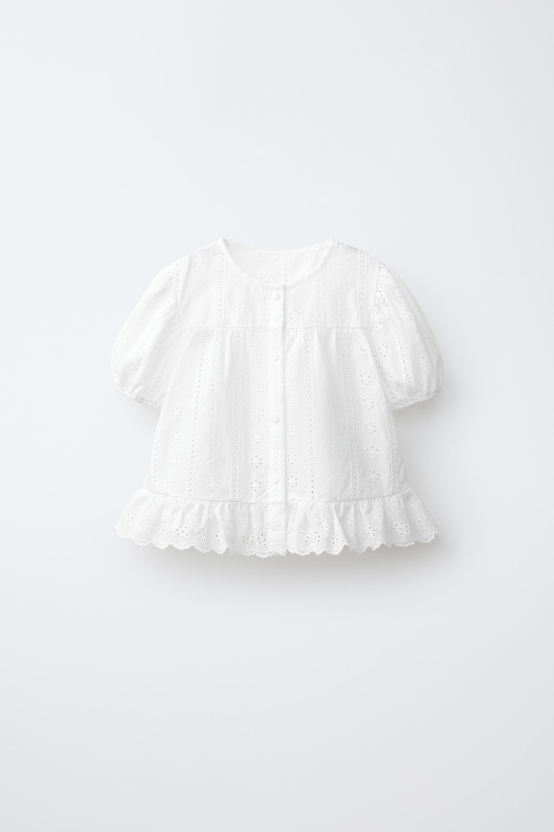 Zara - Embroidered Romantic Shirt - White - 6 Years (45,2 Inches) - Kids | Zara US