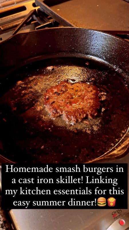 I use a quarter pound of beef seasoned with season salt and loosely rolled into balls. Freeze while preheating cast iron skillet with vegetable oil, drop in patties and smash flat with burger smasher! Cook for a couple of minutes per side and enjoy with toppings and toasted buns!
...................
Easy summer dinner summer essentials cast iron skillet smash burger kitchen tools fun kitchen tools kitchen must haves burger homemade burgers family dinner family meal family essentials  family essential pool day essentials grill blackstone grill cast iron griddle burger griddle burger smasher stainless steel kitchen tools Amazon kitchen tools Amazon skillet lodge skillet best skillet clean skillet clean cookware best cookware best skillet under $50

#LTKFamily #LTKKids #LTKHome