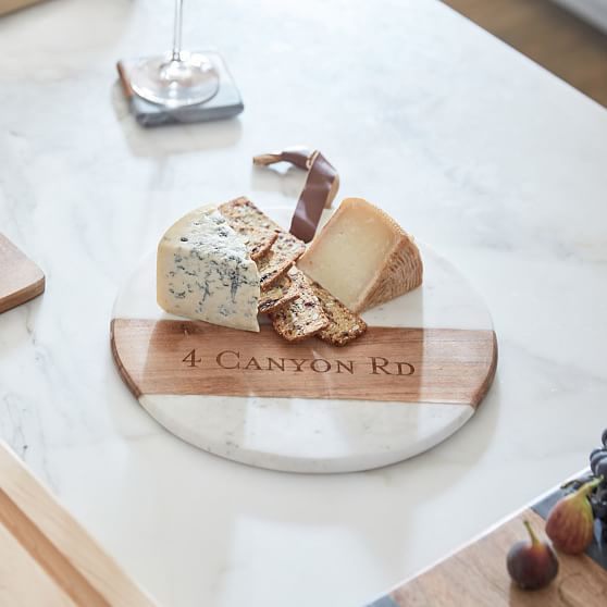 Wood and Marble Round Cheese Board | Mark and Graham