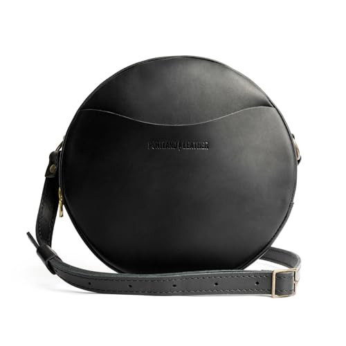 Portland Leather Goods Large Circle Crossbody Bag for Women – Handmade from the Finest Full-Grain Hides – Features Interior & Exterior Pockets & an Adjustable Strap – Black | Amazon (US)