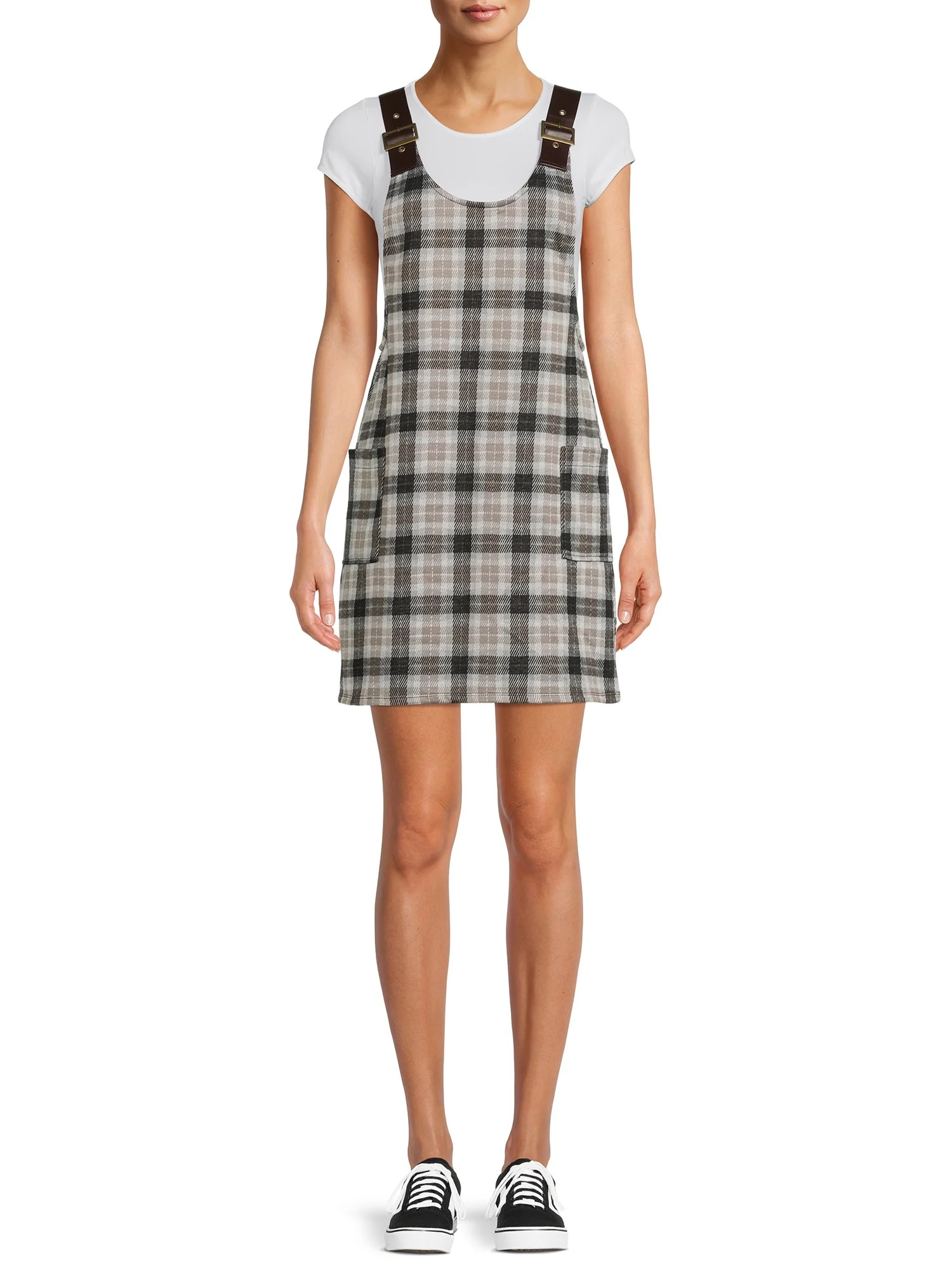 No Boundaries Juniors’ Pinafore Dress - Walmart.com | Walmart (US)