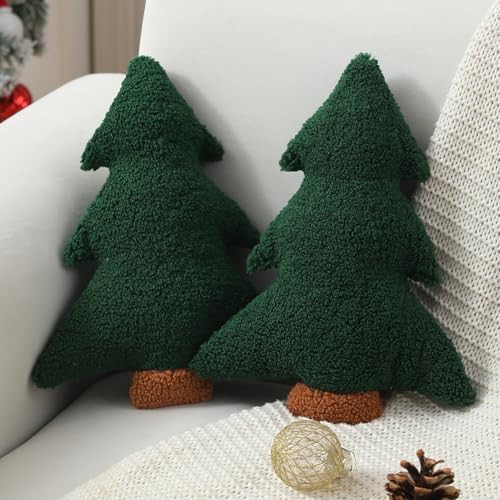 Christmas Pillows,Christmas Tree Pillow Set of 2 Cute Xmas Tree Shaped Plush Pillow Stuffed Chris... | Amazon (US)