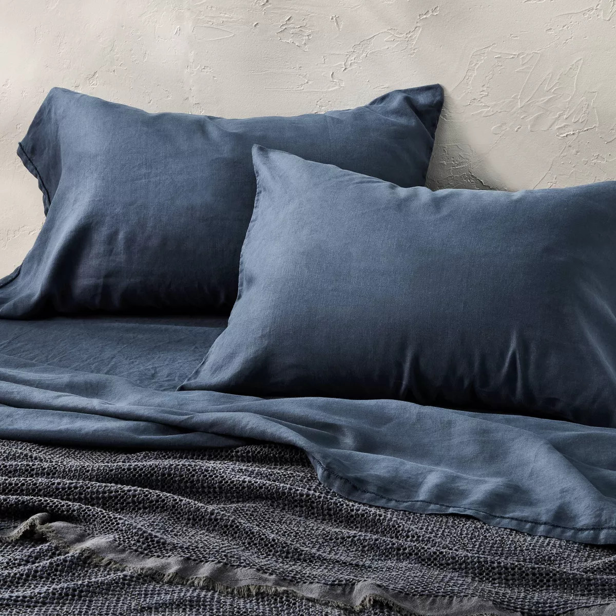 King 100% Linen Pillowcases Dark Mineral Blue - Casaluna™ | Target