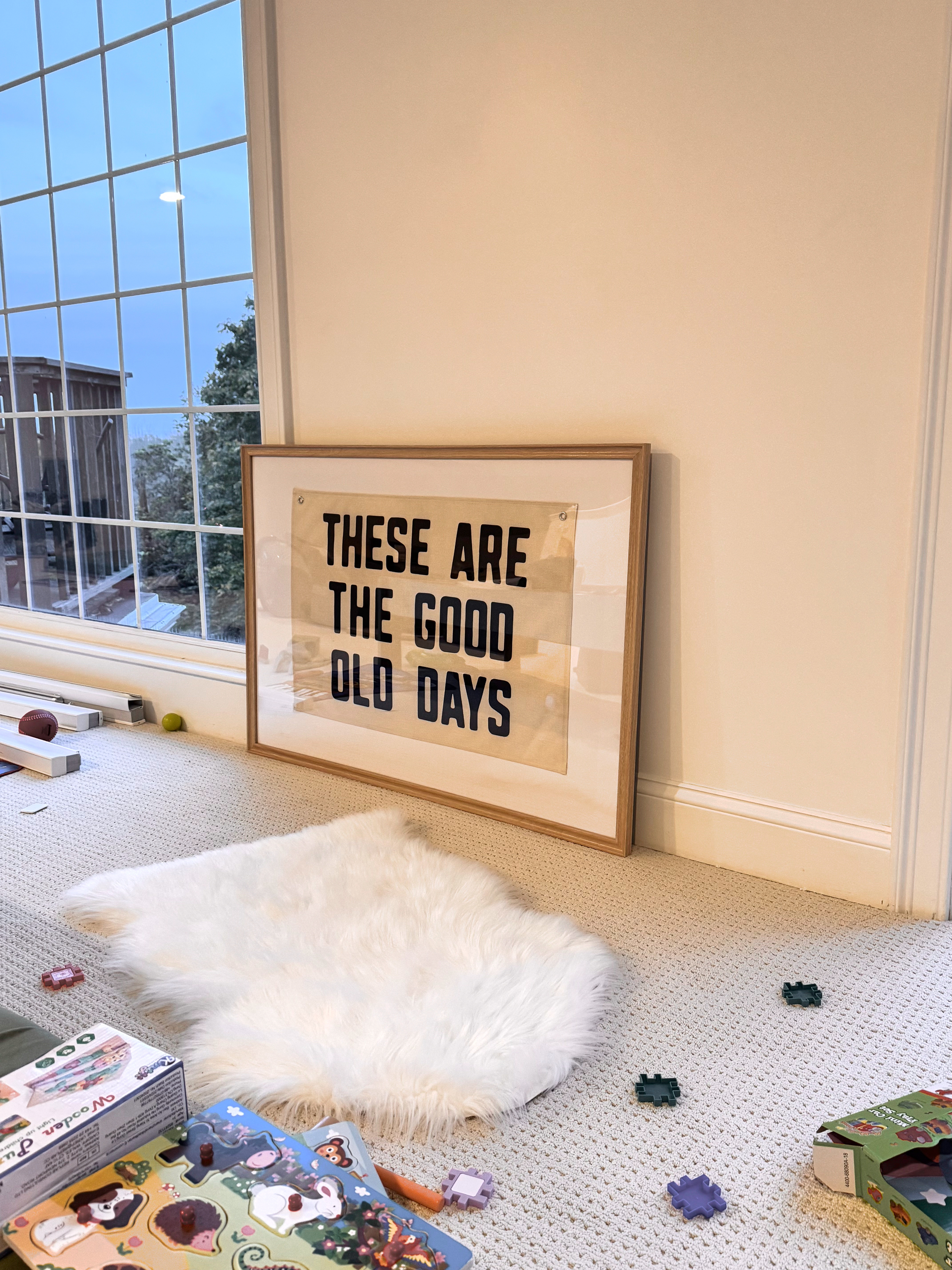 I love how well this quick DIY project turned out for our playroom! 

Canvas banner framed. Playroom Artwork. Kids Room. Playful Art. These Are The Good Days Art. Amazon Playroom Find. #LTKPlayroom 

 #LTKFindsUnder50 #LTKFamily