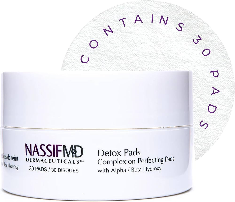 NassifMD Detox Pads Facial Radiance Pads, Glycolic Acid Pads, Witch Hazel Toner, Face Exfoliating... | Amazon (US)