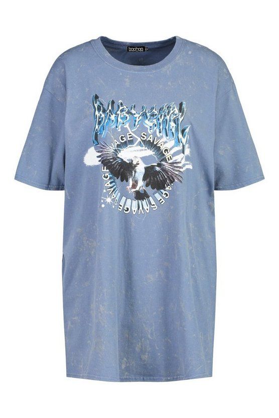 Acid Wash Eagle Oversized T-Shirt | Boohoo.com (US & CA)