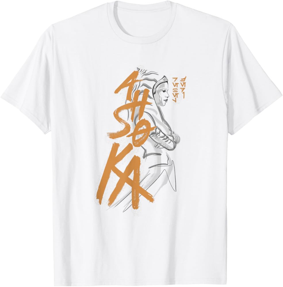 Star Wars: Ahsoka Outline Paint Brush Strokes Portrait T-Shirt | Amazon (US)