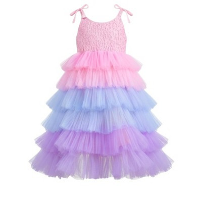 Unicorn Pastel Lace Tiered Tutu Dress Mia Belle Girls, Multicolor, 10-12 | Target