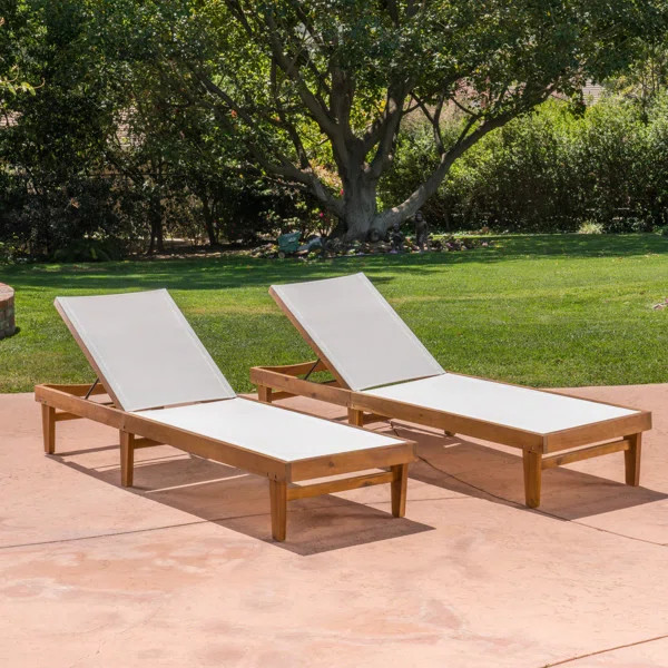 Desloge Outdoor Acacia Chaise Lounge (Set of 2) | Wayfair North America