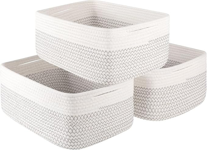 OIASKET Storage Baskets for Organizing 3 Pack, Woven Baskets for Shelves, Closet Organizer Bins E... | Amazon (US)