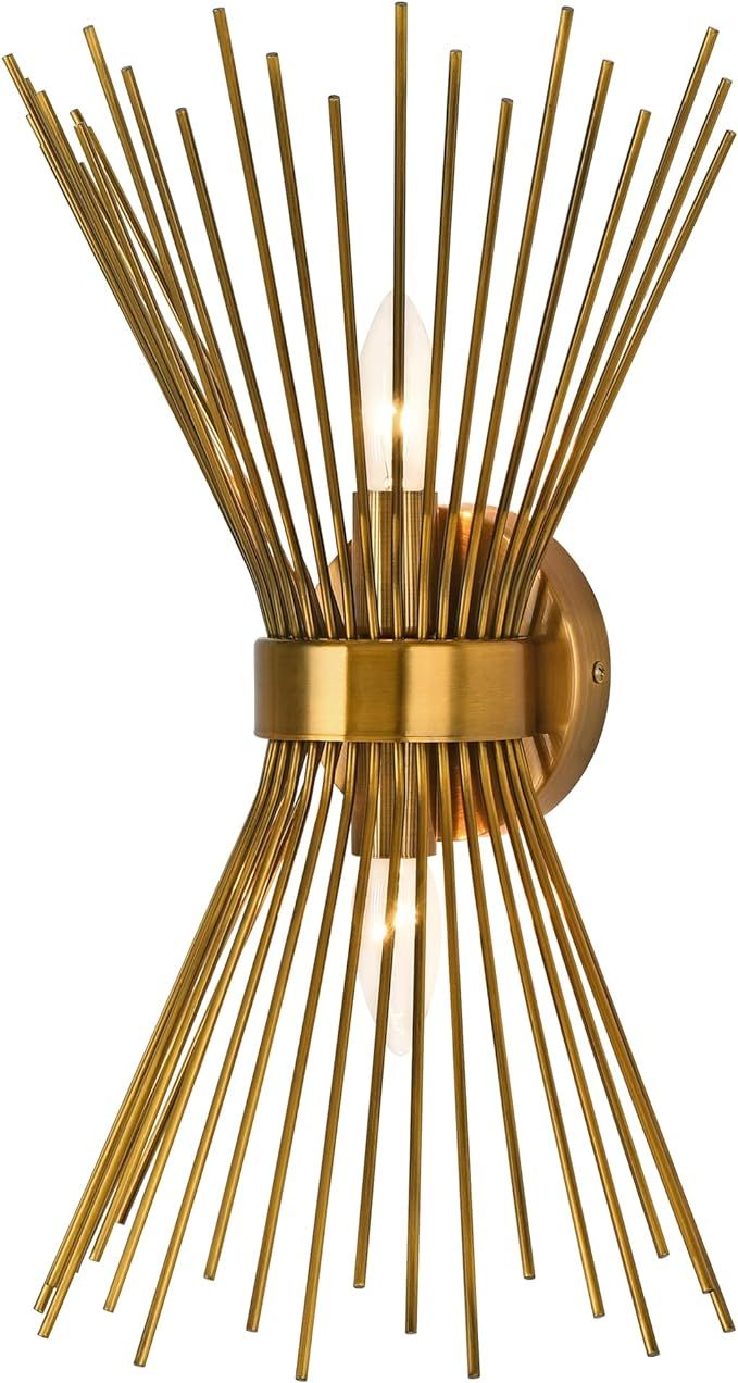 Pomitos Gold Bathroom Sconce, Mid Century Modern Sconce Antique Brass Wall Sconce Brushed Gold Li... | Amazon (US)