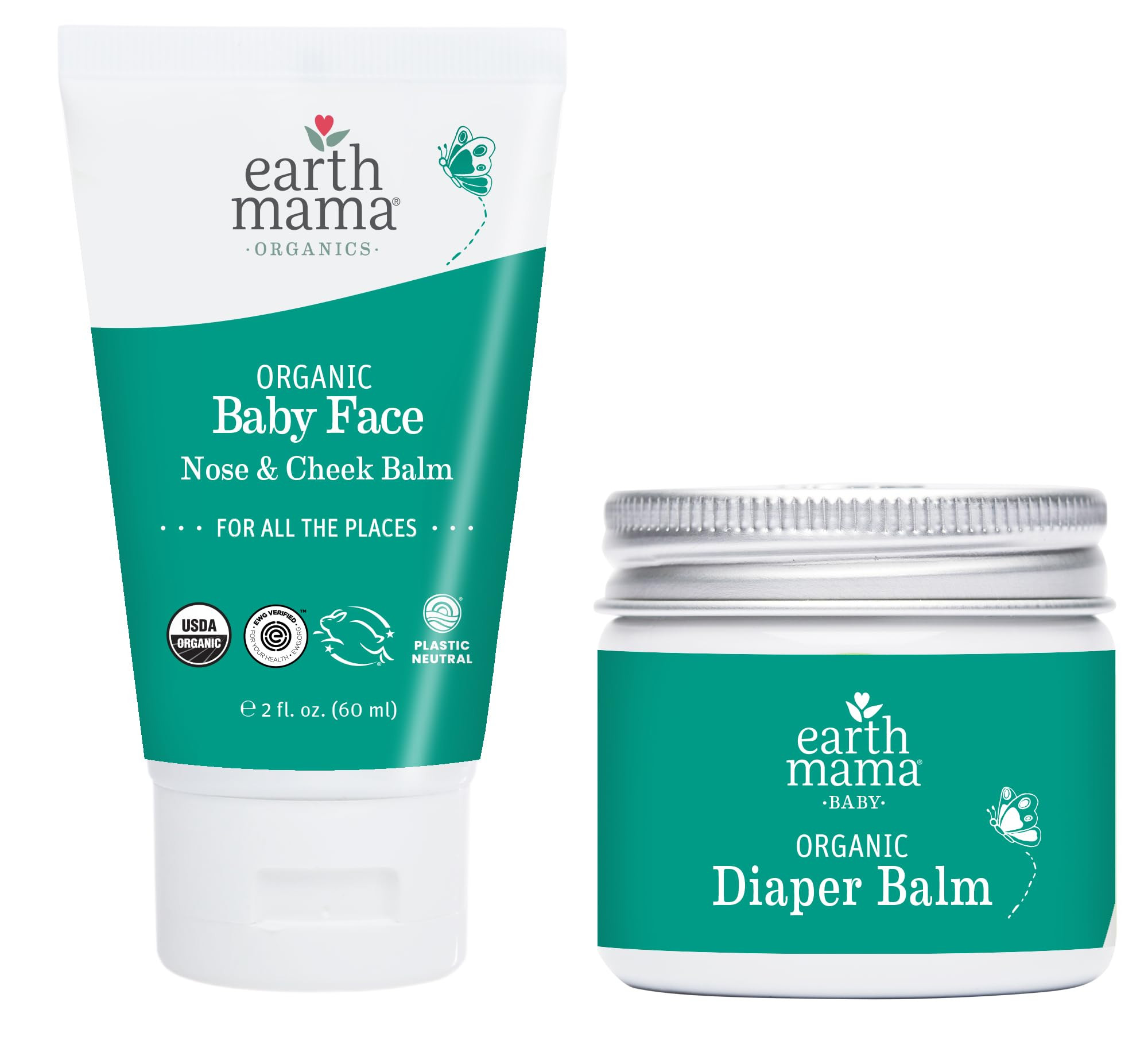 Earth Mama Top to Bottom Skin Care Bundle | Organic Diaper Balm + Baby Face Nose & Cheek Balm | Amazon (US)