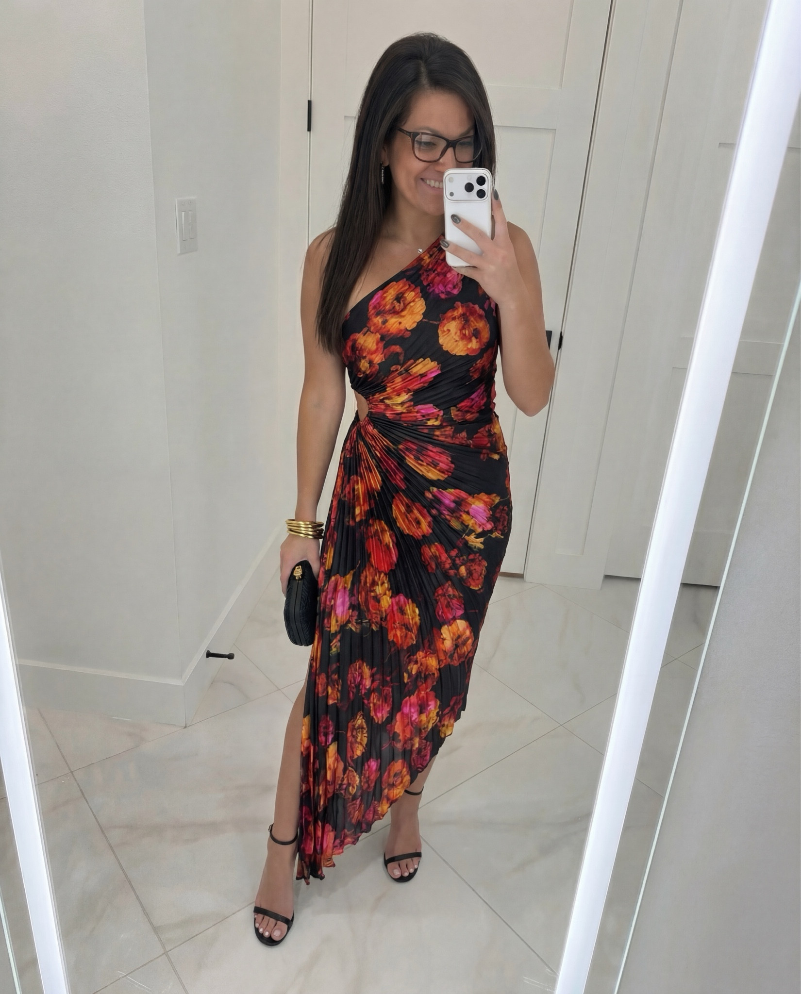 Vici Modern Day Glam Printed One Shoulder Asymmetrical Maxi Dress for any occasion #vici  

 #LTKHoliday #LTKSaleAlert #LTKPetite