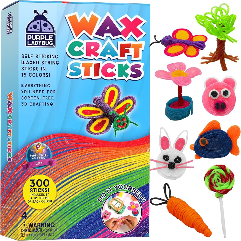 PURPLE LADYBUG Bendable Wax Craft Sticks for Kids: 15 Colors, 2 Lengths - 6&12 Inches, 150 of Eac... | Amazon (US)