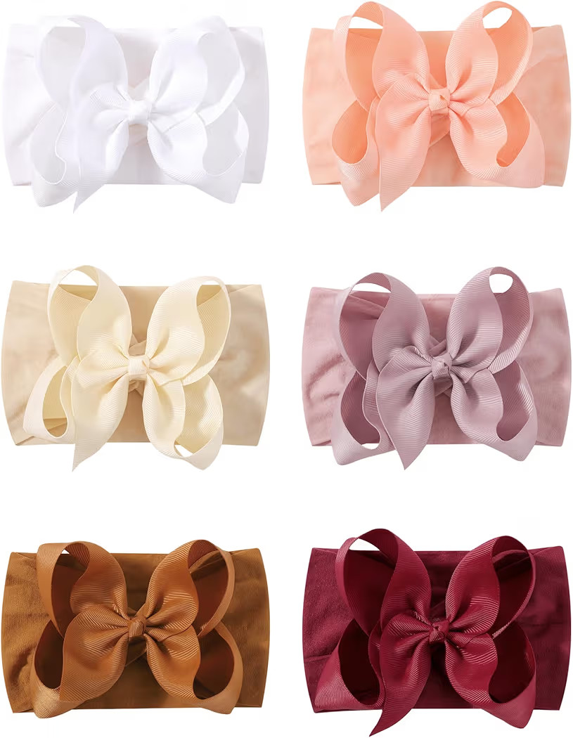 doboi 6PCS Baby Girl Bows Baby Headbands Ribbon Bow Nylon Headbands Hair Accessories Big Baby Bow... | Amazon (US)