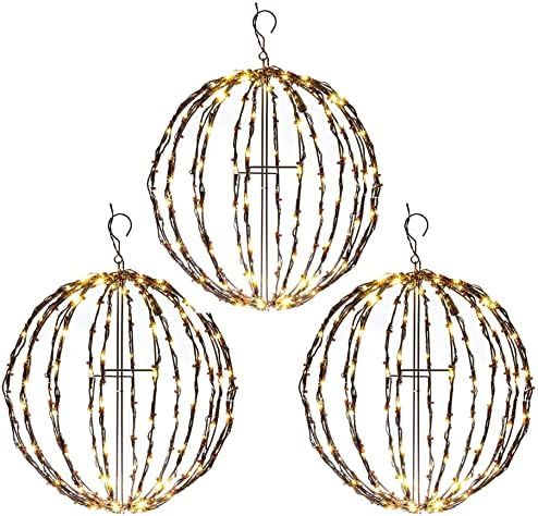 Elf Logic - Outdoor LED 16" Light Balls (3 Pack) Hanging Tree Globe Light - Outdoor Light Balls (... | Amazon (US)
