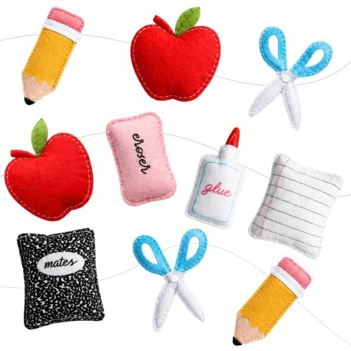 Back to School Banner, Back to School Decorations, 3m/118.11inch Apple Composition Notebooks Pencil Garland Felt Banner, Back to School Decor for First Day of Home Classroom Office Party Supplies | Amazon (US)