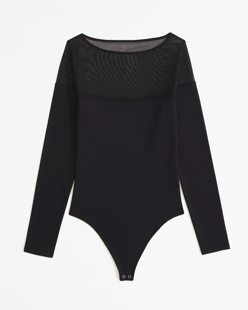 Women's Long-Sleeve Mesh Crew Bodysuit | Women's | Abercrombie.com | Abercrombie & Fitch (US)