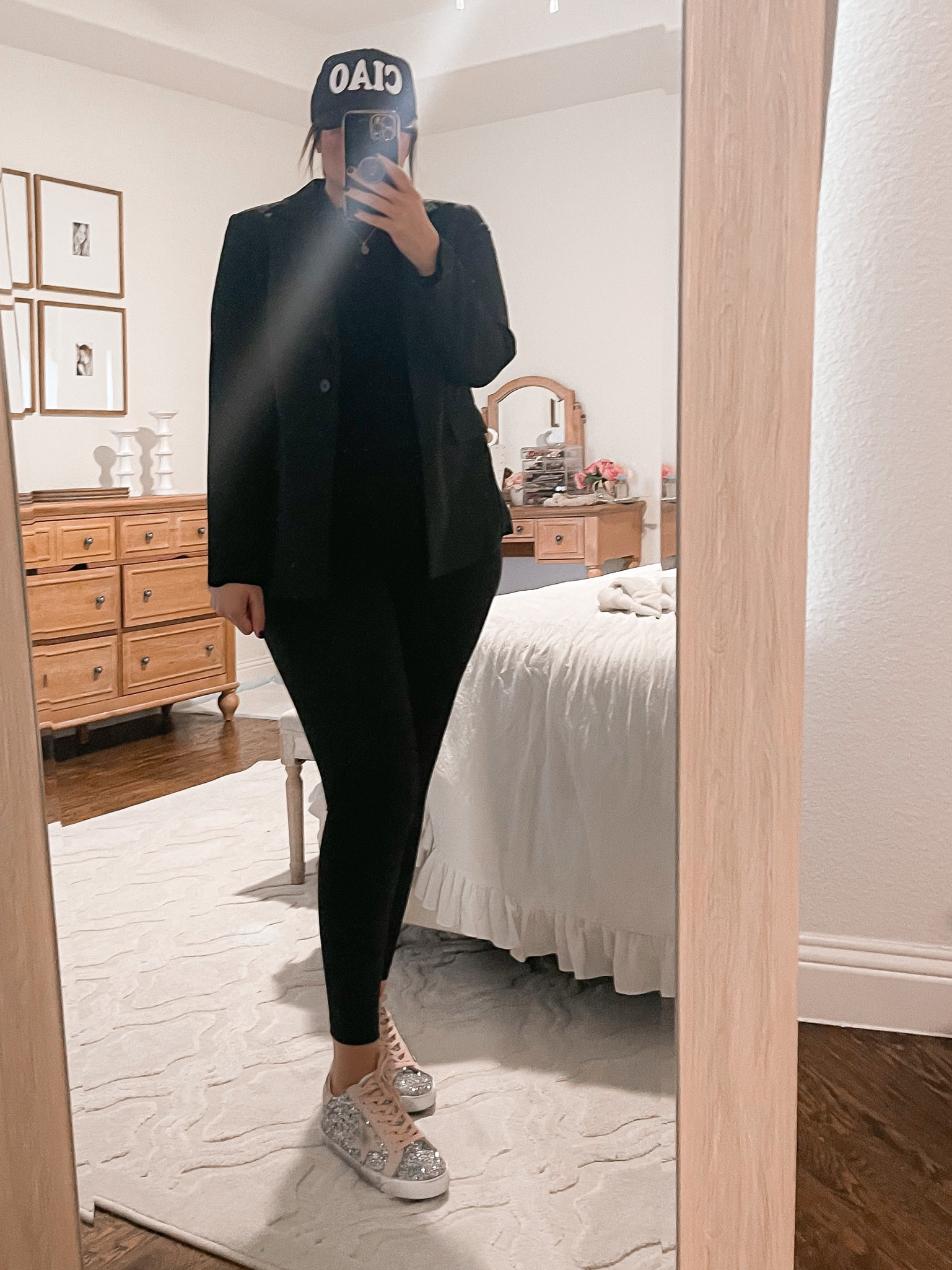 love this black blazer from Amazon! It’s my fav — I have jt in several colors and it’s very good quality and high end feel. Blazer - leggings - sneakers - ball cap 

#LTKSeasonal #LTKsalealert #LTKFind