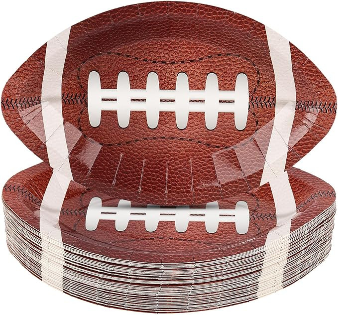 AVONO 50PCS Football Party Paper Plates, Disposable Football Shaped Plates, Perfect for Super Bow... | Amazon (US)