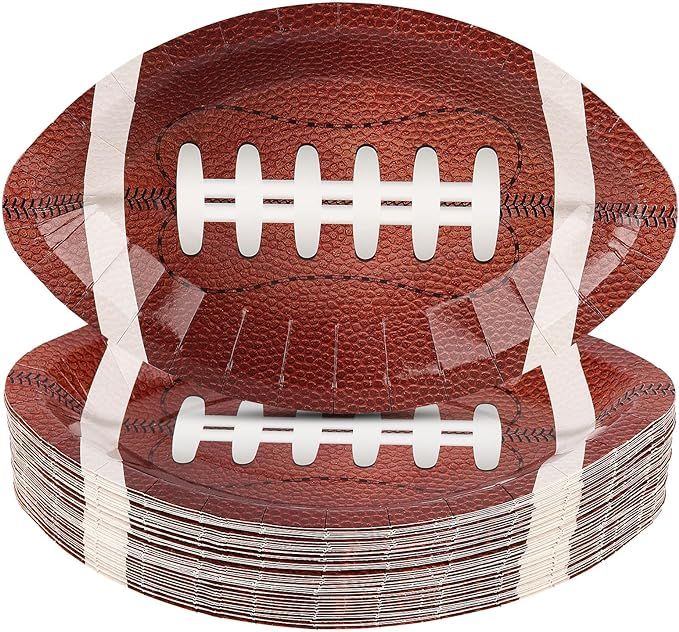 50PCS Football Party Paper Plates, Disposable Football Shaped Plates, Perfect for Super Bowl Game... | Amazon (US)