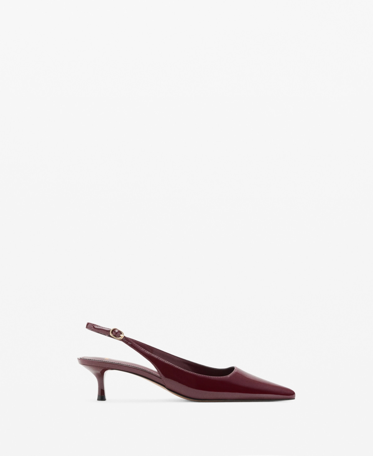 Mango Women's Kitten-Heel Patent Leather Shoes - Burgundy | Macy's