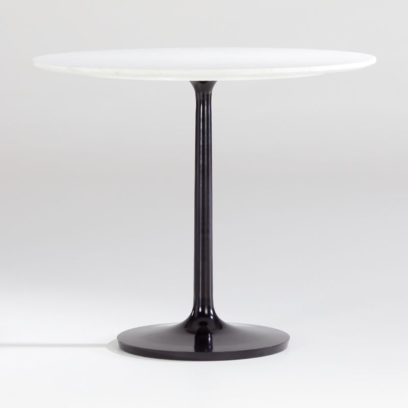 Nero 36" White Marble Dining Table with Matte Black Base + Reviews | Crate & Barrel | Crate & Barrel