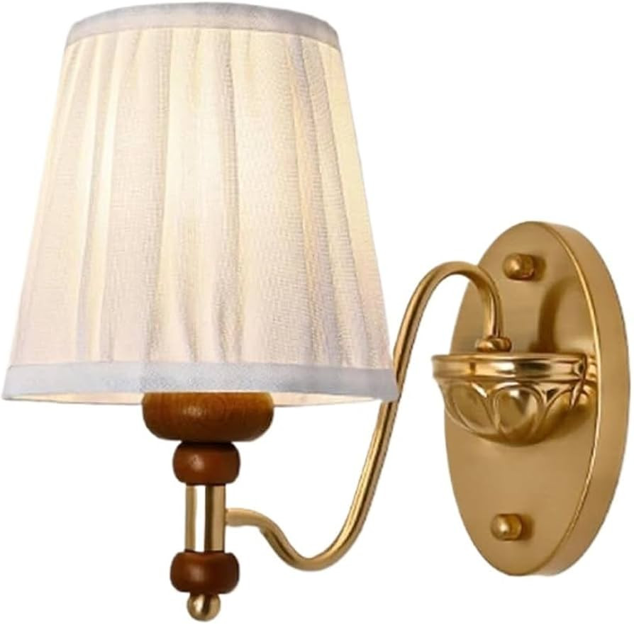 Vintage Wall Sconce,Mid Century Modern Sconce with Pleated Fabric Shade,Hardwired On/Off Switch W... | Amazon (US)