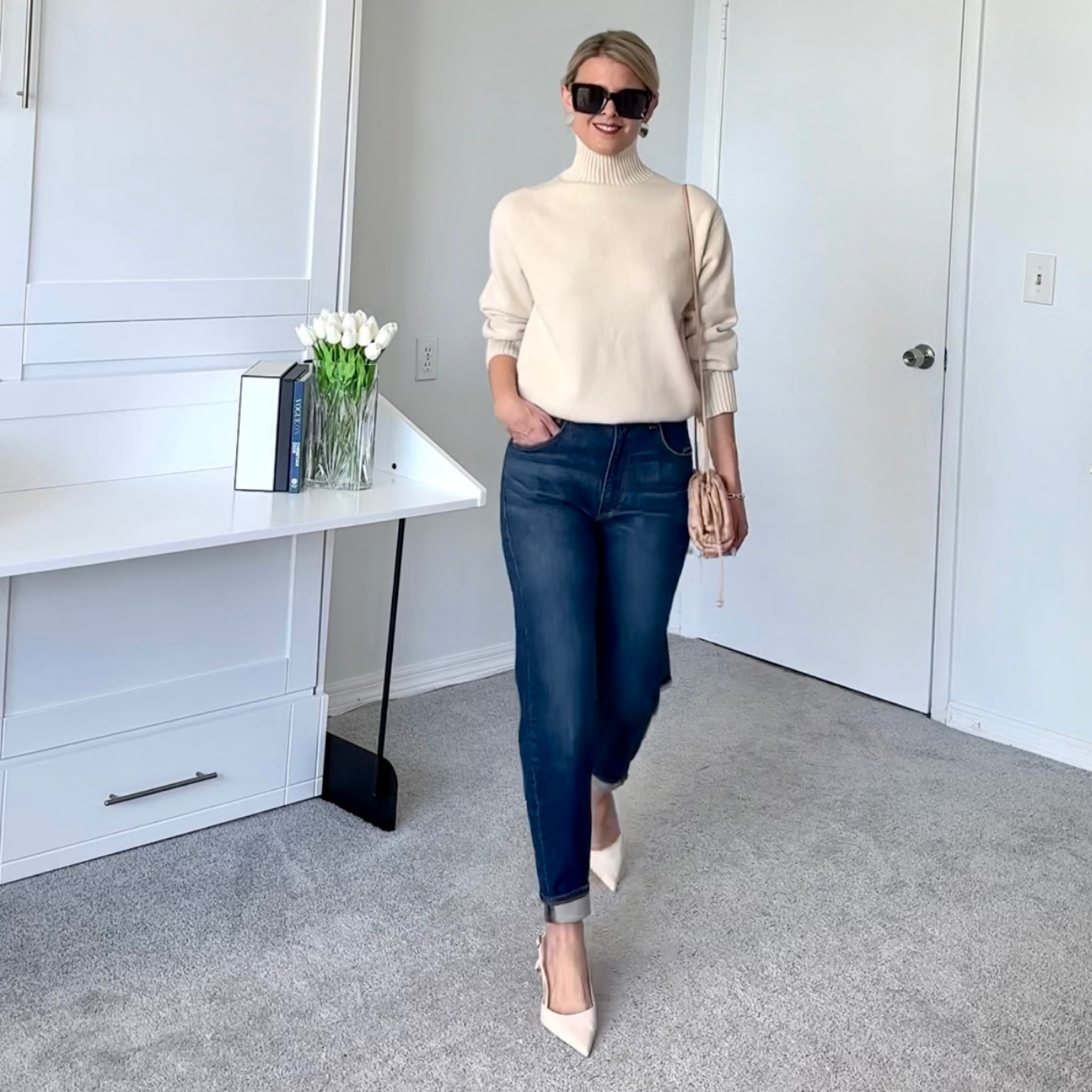 All true to size.    The jeans are a little long on me so I cuff them.   I'm 5'4 for reference 

#LTKworkwear #LTKSeasonal #LTKover40