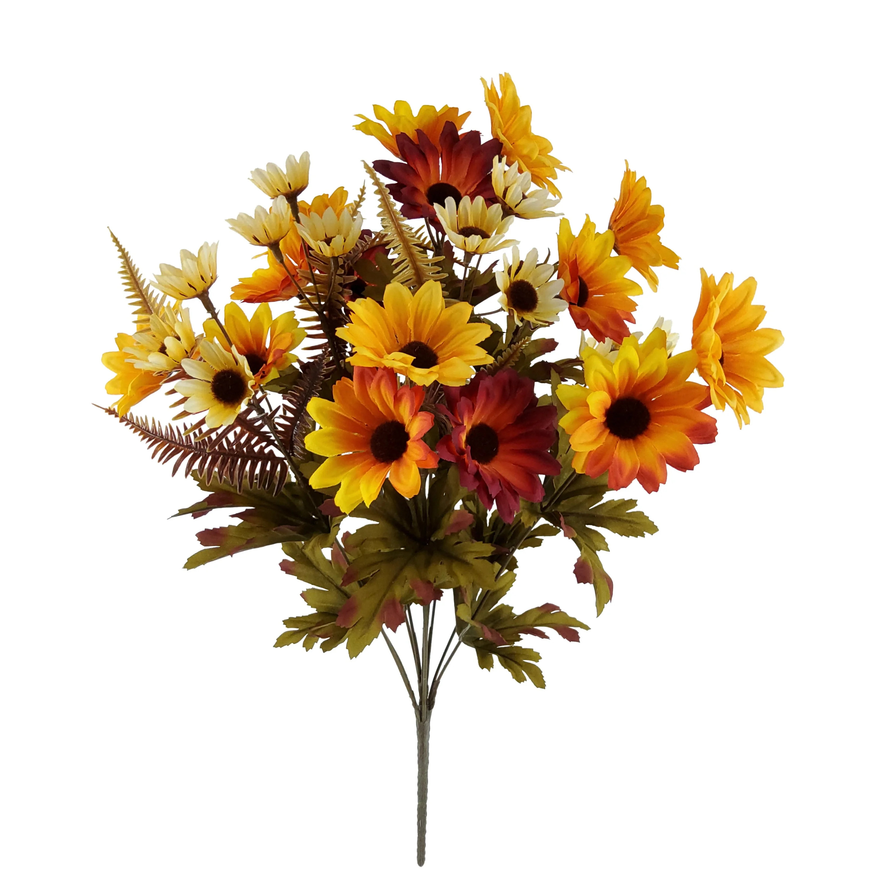 Mainstays Indoor 19 inch Artificial Daisy Bush, Yellow and Orange Colors. | Walmart (US)