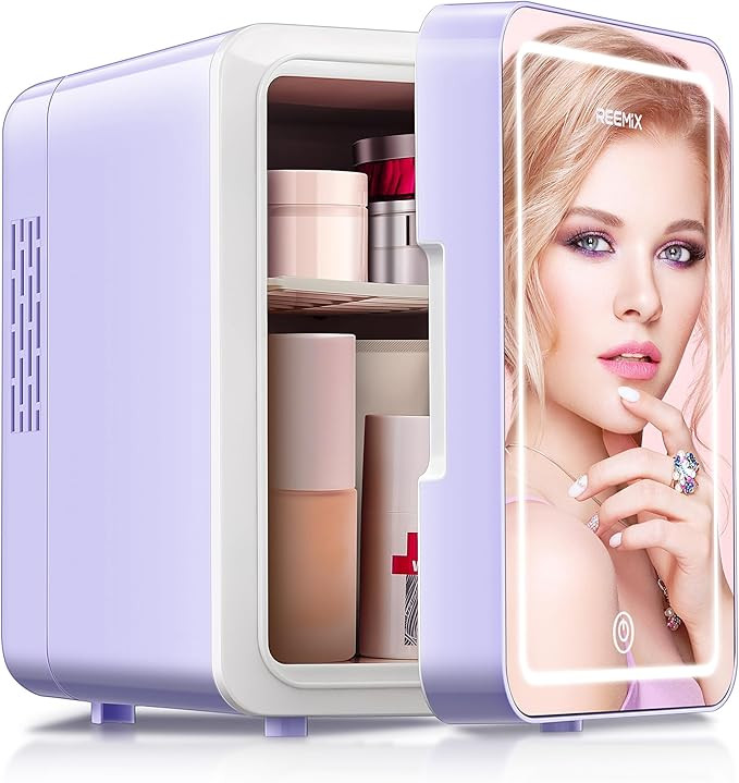 Reemix Skincare Fridge, Mini Beauty Fridge with LED Mirror, 4L Portable Small Refrigerator for Be... | Amazon (US)