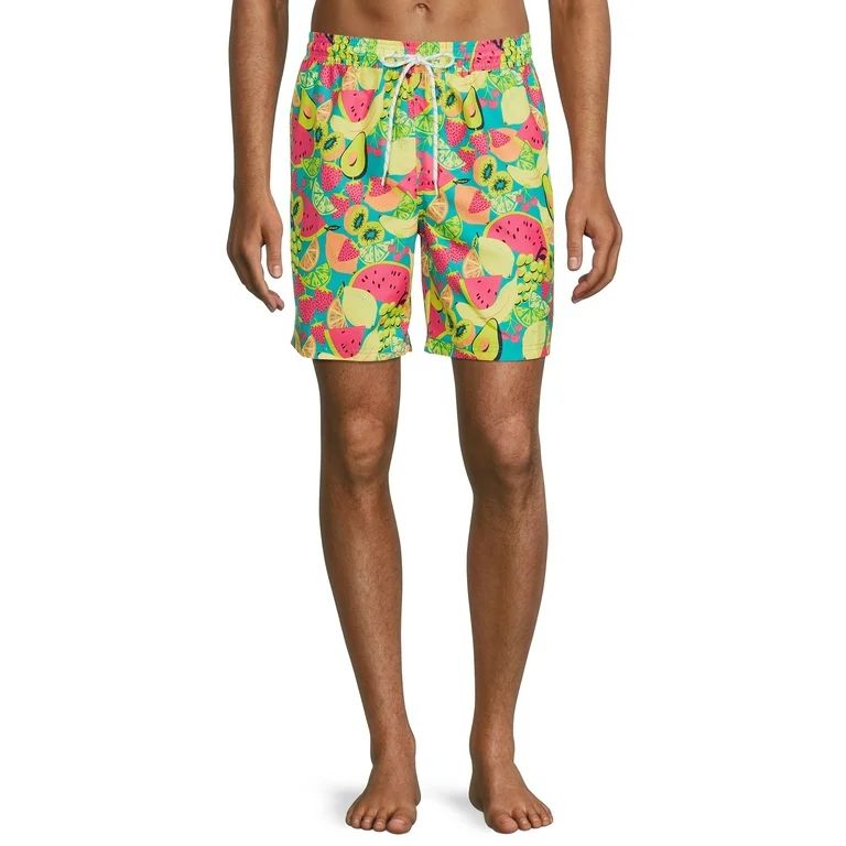 No Boundaries Men's and Big Men's 7" Fruit Salad Swim Trunks, Up to Size 5XL | Walmart (US)