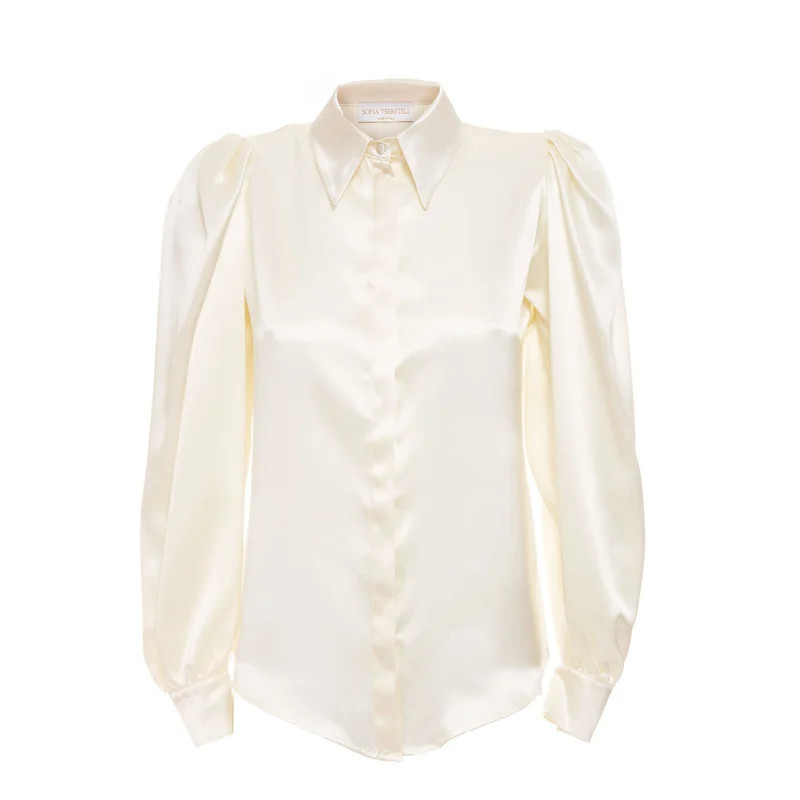 Sofia Tsereteli Cream White Silk Blouse - White - 10 | Verishop