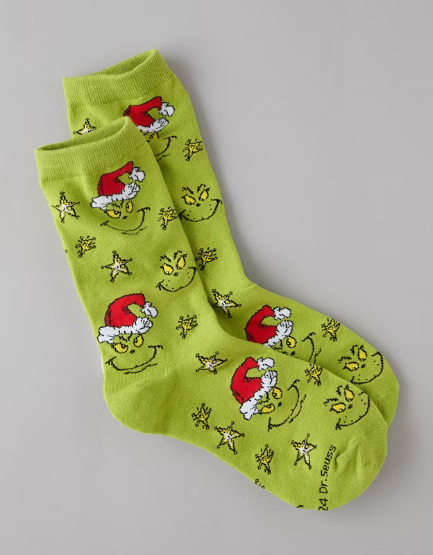 AE Grinch Crew Socks | American Eagle Outfitters (US & CA)
