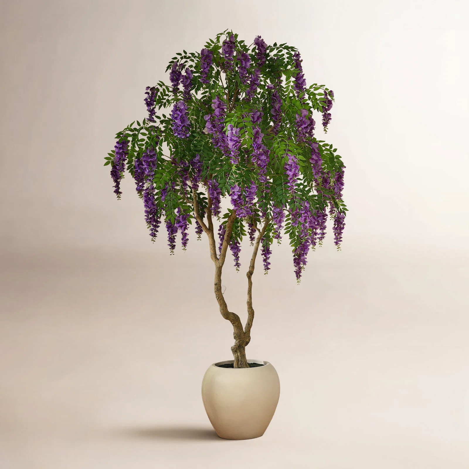 Adcock 96'' H Artificial Flowering Floor Tree with White Planter | Birch Lane