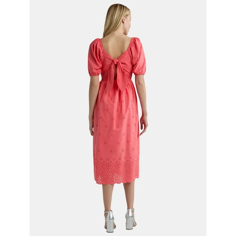 Time and Tru Women's and Women's Plus Square Neck Eyelet Midi Dress, Sizes XS-4X | Walmart (US)