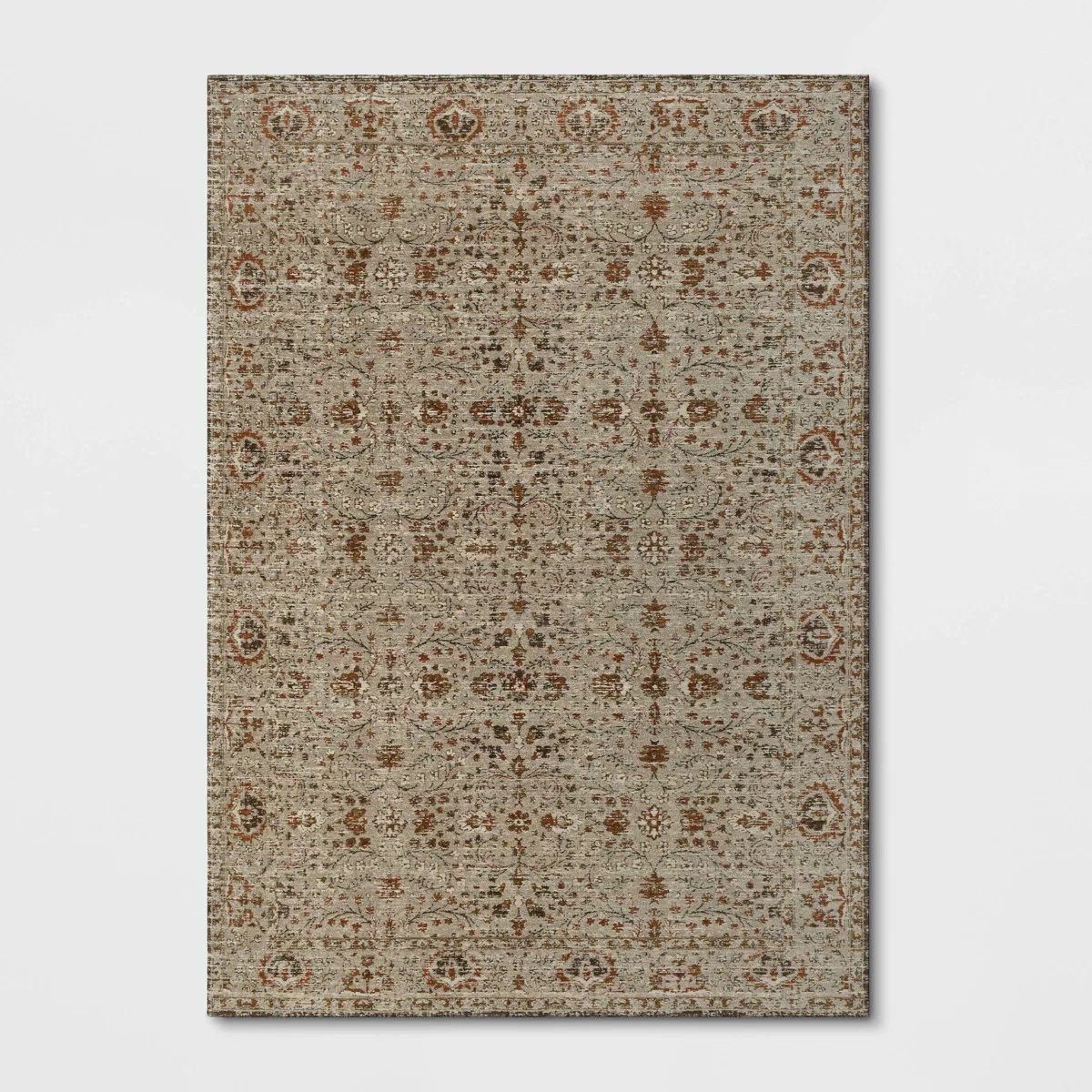 7'x10' Oakton Jacquard Chenille Area Rug Rust - Threshold\u2122: Traditional Floral Wool & Polyes... | Target