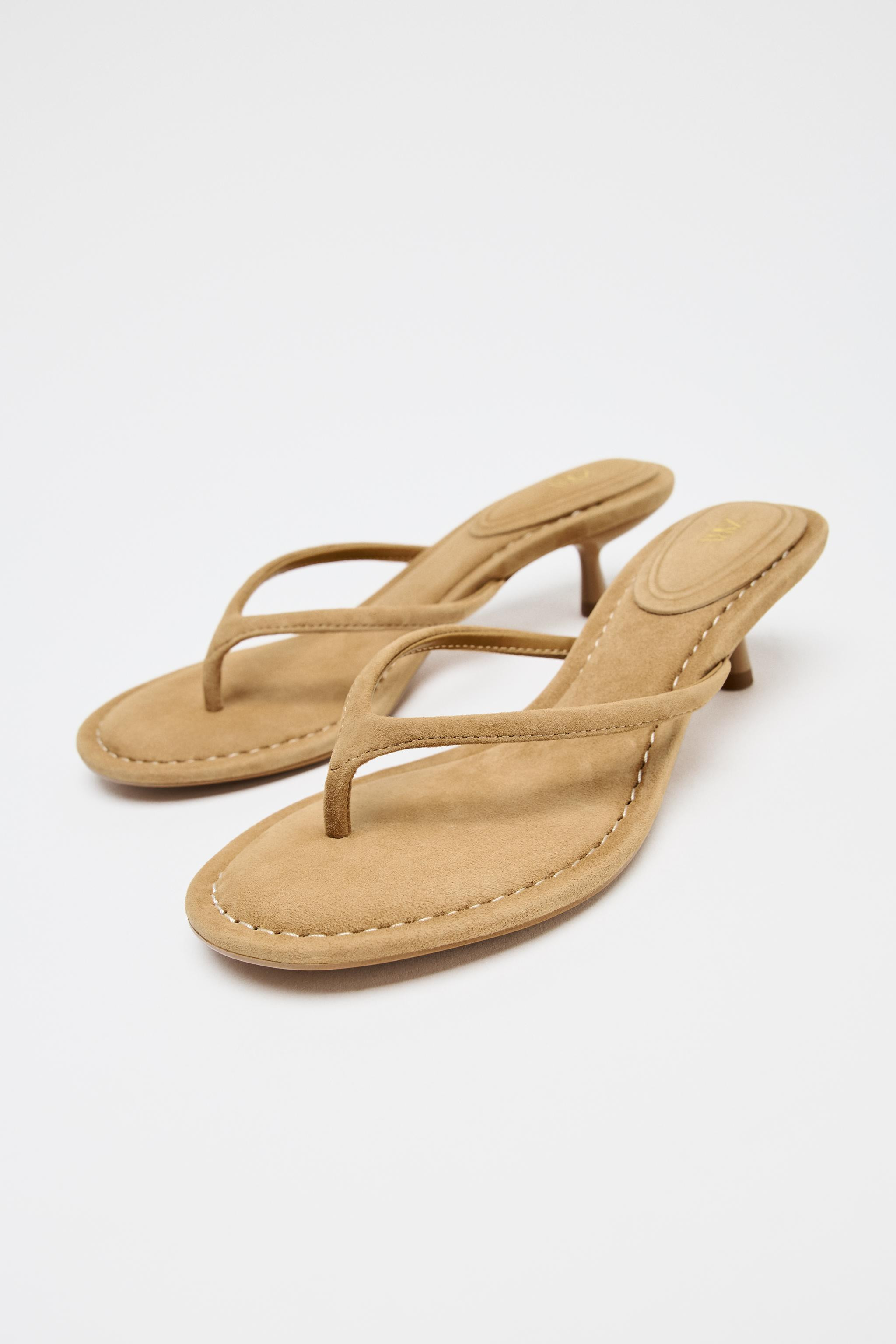SPLIT SUEDE HEELED SANDALS | Zara UK