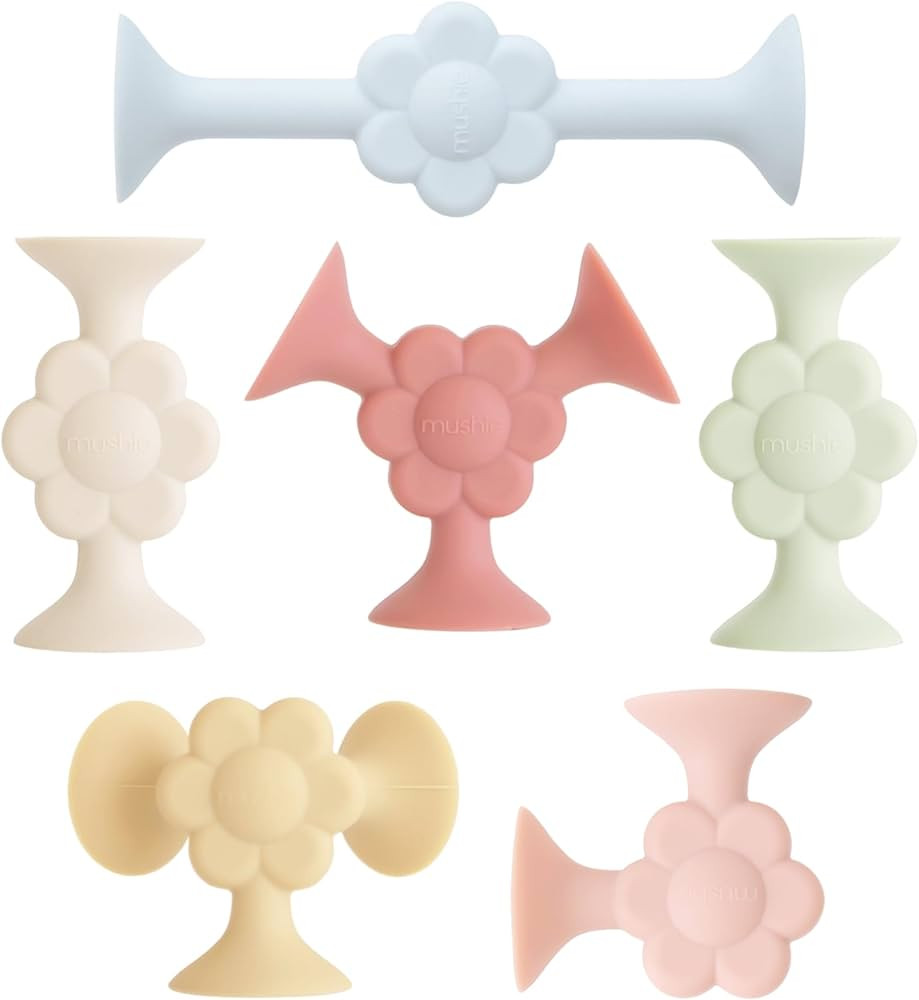 mushie Silicone Suction Builder Toy | 18 pcs for Kids 3 Years+ (Daisy) | Amazon (US)