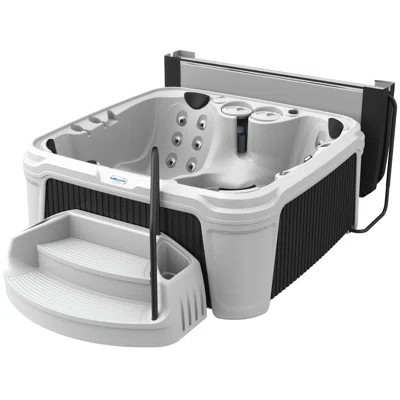 AquaRest DayDream 2800L Limited Edition White/Black Ensemble 6-Person 28-Jet Plug & Play Hot Tub with Ozonator, Waterfall, Step, Cover Lifter, Ice Buc | Wayfair North America