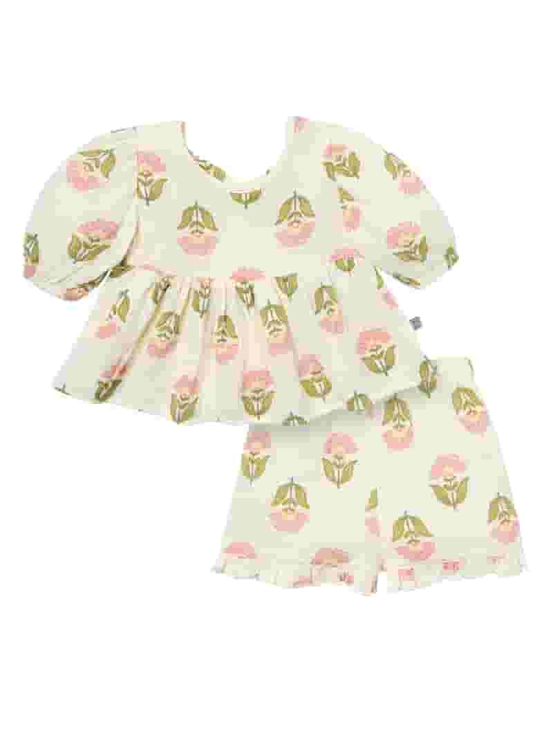 Modern Moments Toddler Girl Puff Sleeve Short Set, 2-Piece, Sizes 12M-5T | Walmart (US)