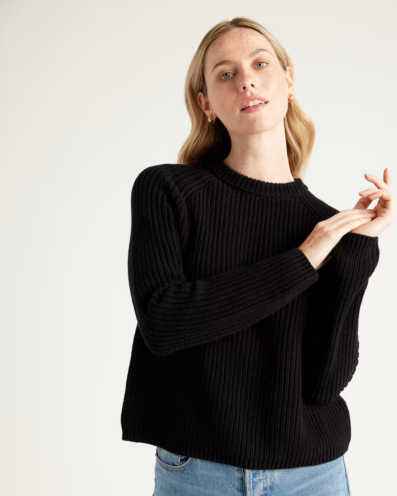 100% Organic Cotton Fisherman Crew Sweater | Quince