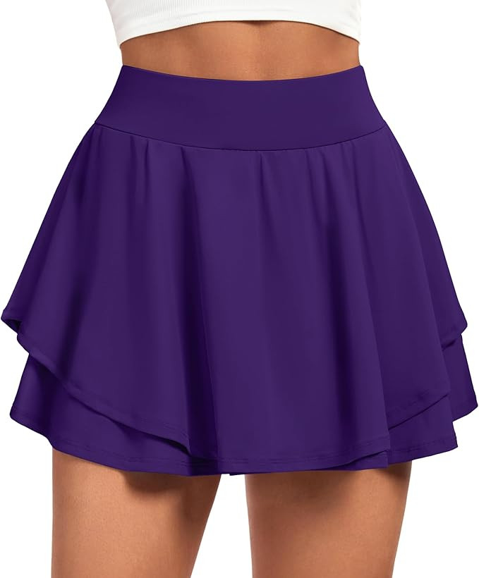 IUGA Tennis Skirt Pleated Skorts for Woman Double Ruffle Golf Skirts for Women Skort with Pockets... | Amazon (US)