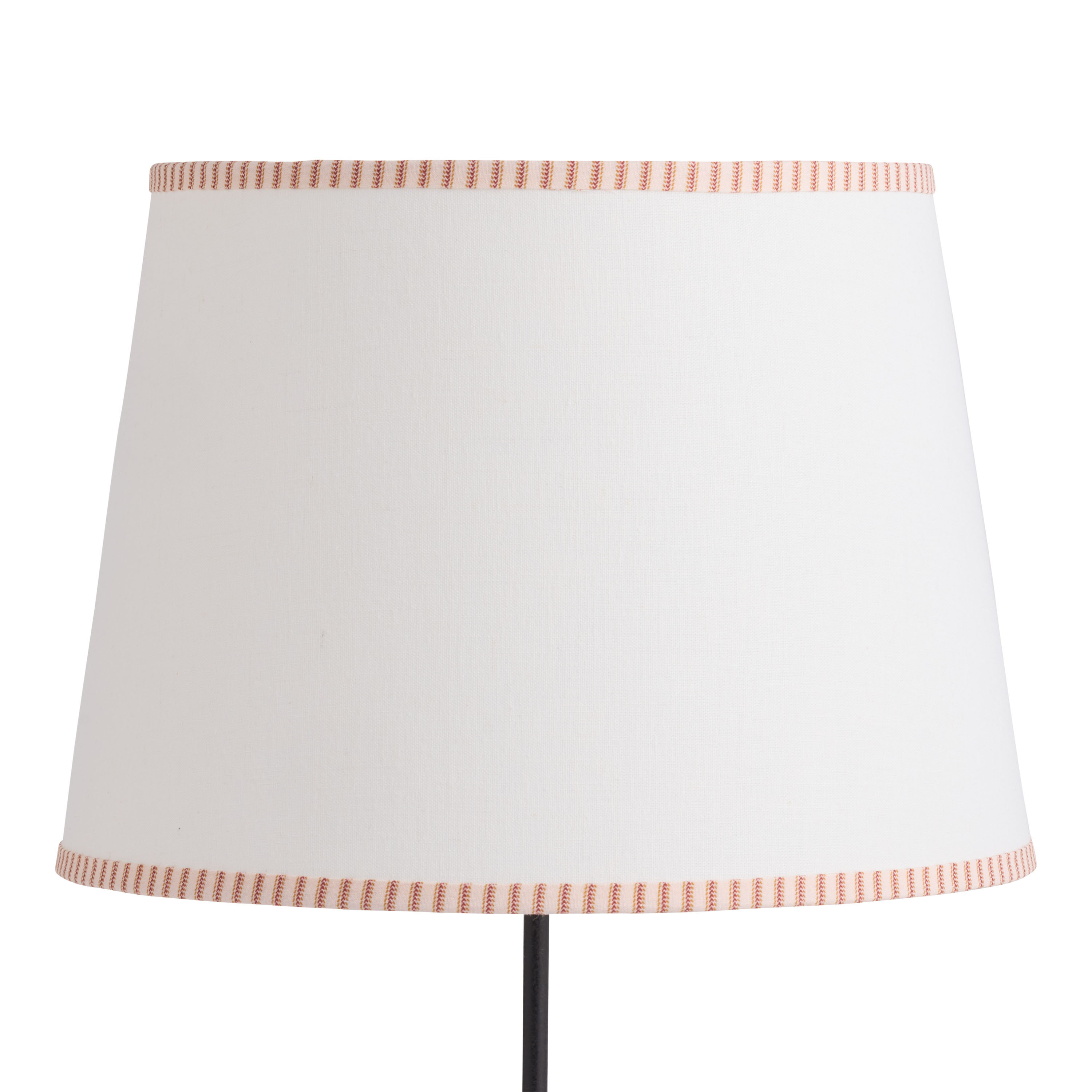 Brick Red and Ivory Pinstripe Trim Cotton Table Lamp Shade | World Market