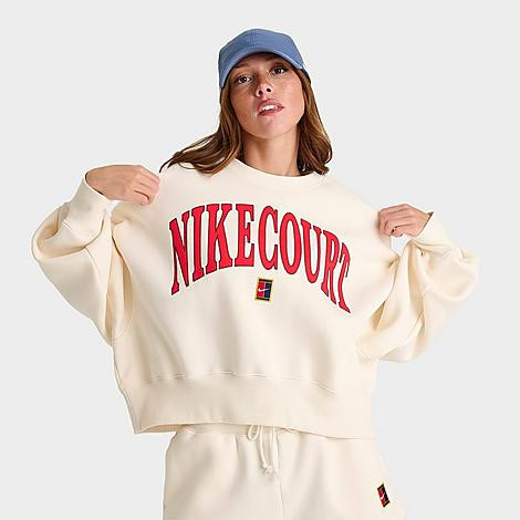 Nike Women's Tennis Court Over-Oversized Crewneck Sweatshirt in Pale Ivory Size: Small | Finish Line (US)