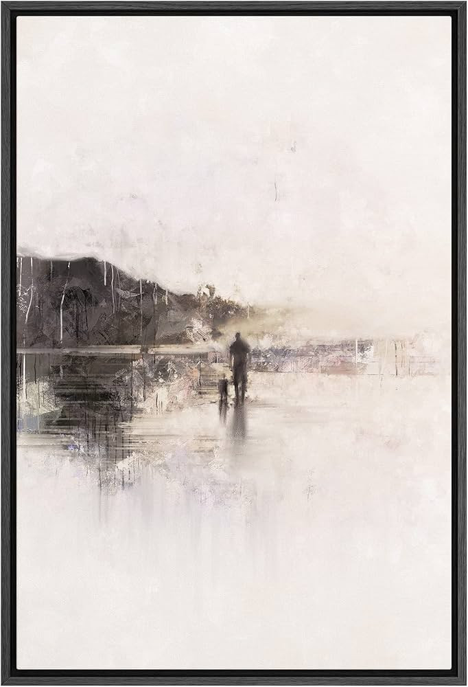 SIGNFORD Framed Canvas Print Wall Art Pastel Paint Stroke Landscape Abstract Shapes Illustration ... | Amazon (US)